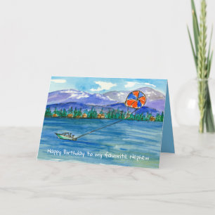 Happy Birthday Nephew Parasailing Mountain Lake Card