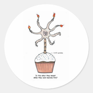 Happy Birthday Neuron Cupcake Classic Round Sticker
