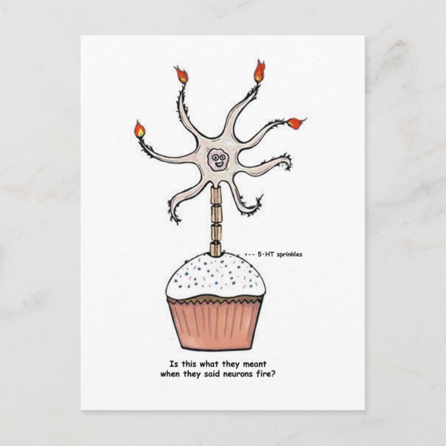 Happy Birthday Neuron Cupcake Postcard (Front)