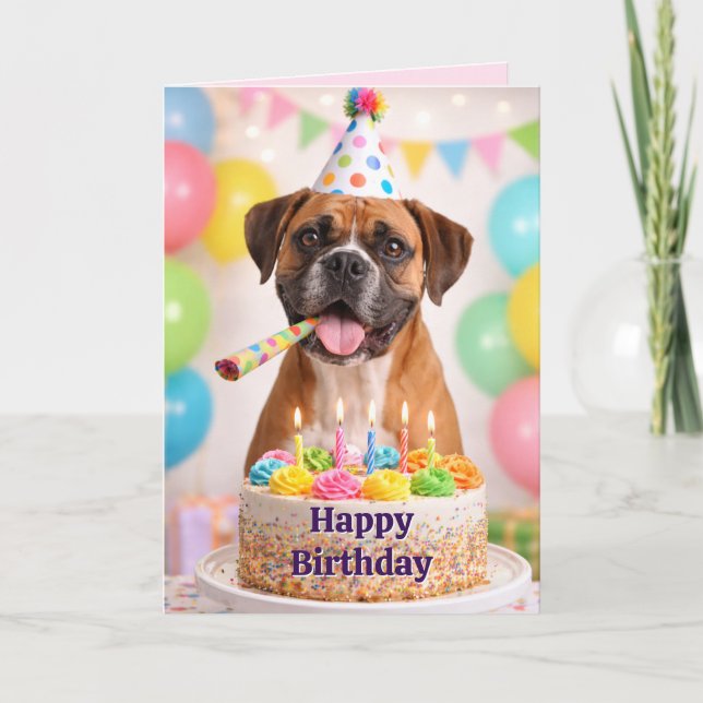 Happy Birthday Niece Cute Boxer Dog Birthday Card (Front)