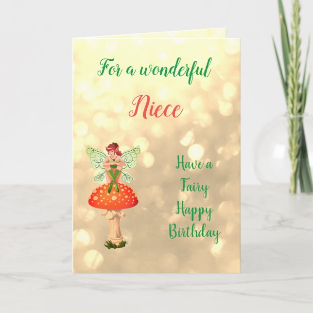 Happy Birthday Niece Fairy design Card (Front)