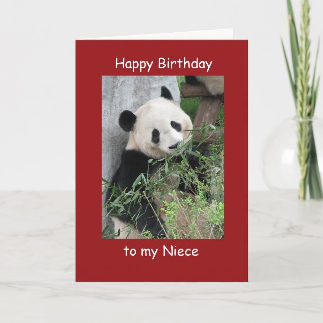 Happy Birthday Niece Greeting Card, Giant Panda Card (Front)