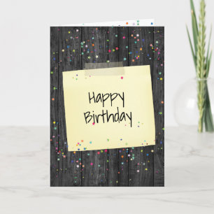 Happy Birthday Note On Wood Card