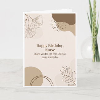 Happy Birthday Nurse Boho Leaf Card