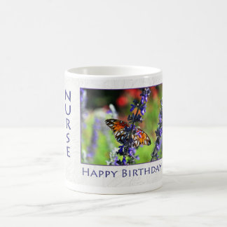 Happy Birthday Nurse Floral Butterfly Coffee Mug