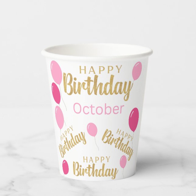 Happy birthday October Birthdays Paper cup (Front)