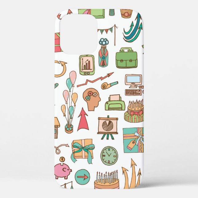 Happy birthday office elements in sketch doodle ha Case-Mate iPhone case (Back)
