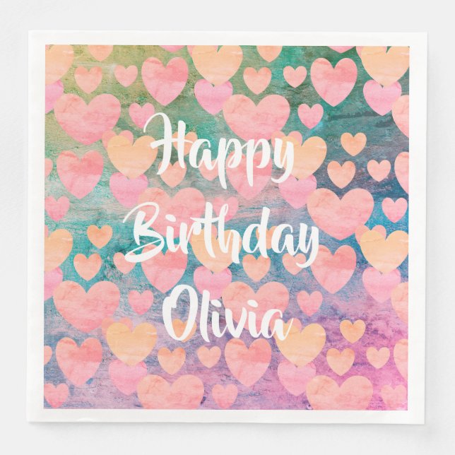 Happy Birthday #Olivia party napkins by DAL (Front)