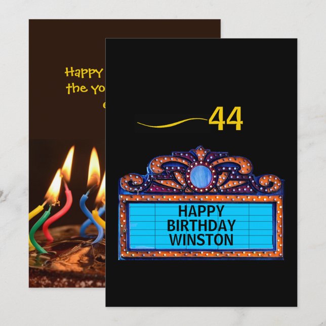 Happy Birthday on a Theatre Marquee (Front/Back)