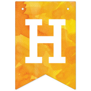 Happy Birthday on Golden Watercolor Bunting