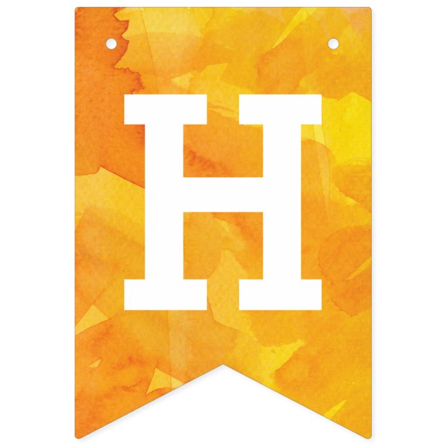 Happy Birthday on Golden Watercolor Bunting (Second Flag)