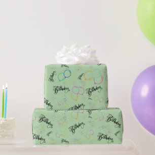 Happy Birthday on Pale Green Wrapping Paper