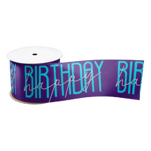 Happy Birthday On Purple Satin Ribbon