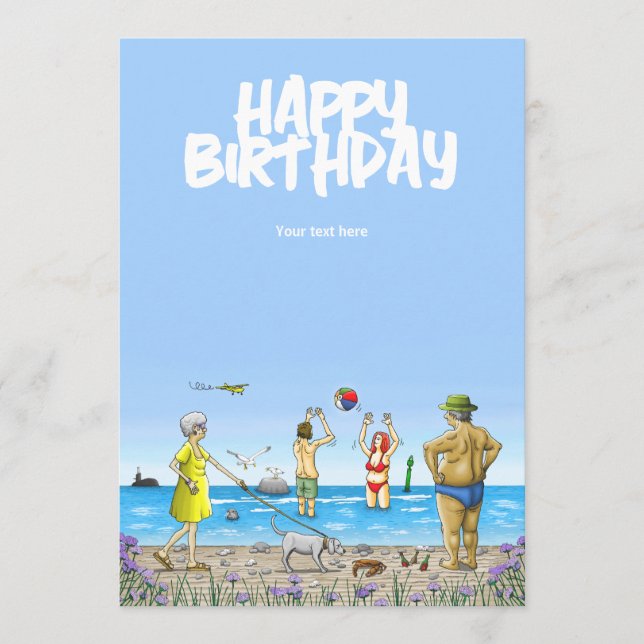 Happy Birthday on The Beach Card (Front)