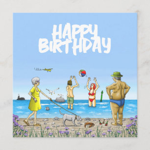 Happy Birthday on The Beach Card