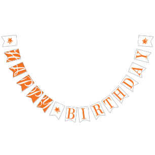 HAPPY BIRTHDAY Orange And White Bunting