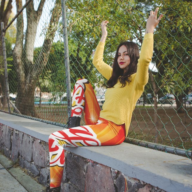 Happy Birthday Orange Background Leggings (Creator Uploaded)