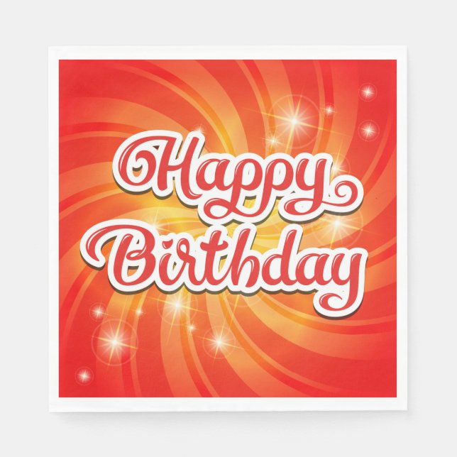 Happy Birthday Orange Background Napkin (Front)