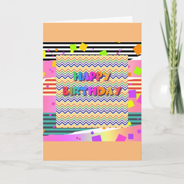 HAPPY BIRTHDAY ORANGE BORDER Greeting Card (Front)