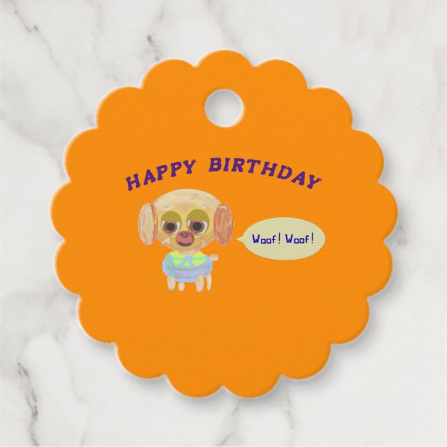 Happy Birthday Orange Favour Tags (Front)