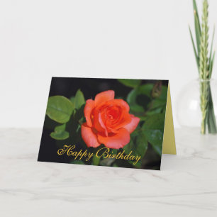 Happy Birthday Orange Grandiflora Rose Card