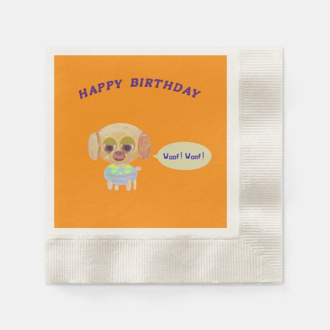 Happy Birthday Orange Napkin (Front)