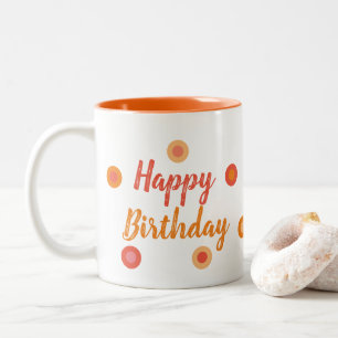 Happy Birthday Orange Two-Tone Coffee Mug