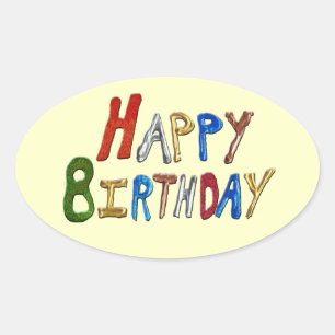Happy Birthday Oval Sticker