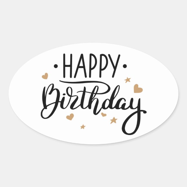 Happy Birthday Oval Sticker (Front)