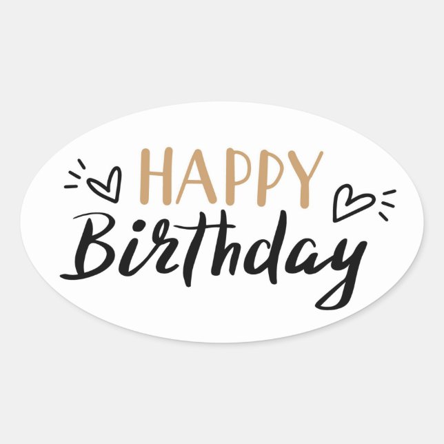 Happy Birthday Oval Sticker (Front)