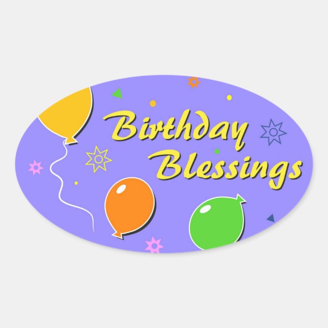 Happy Birthday Oval Sticker (Front)