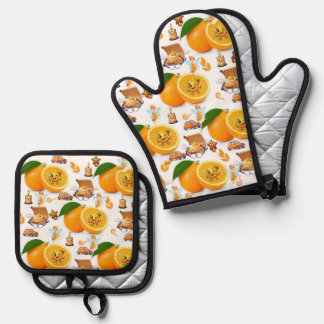 Happy Birthday Oven Mitt and Pot Holder Oranges Oven Mitt & Pot Holder Set