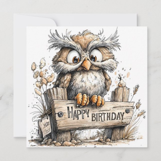 Happy Birthday owl Card (Front)