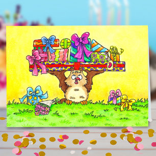 Happy Birthday Owl Greeting Thank You Card