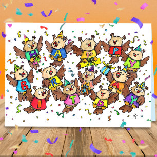 Happy Birthday Owls by Nicole Janes Card