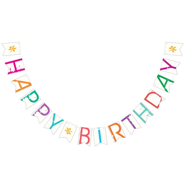 HAPPY BIRTHDAY Paint Splatter Effect Text On White Bunting (All)