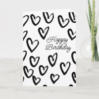 Happy Birthday | Paint Stroke Heart Pattern