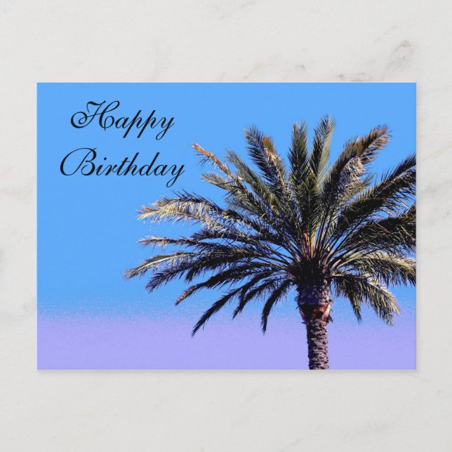 Happy Birthday palm tree Postcard (Front)