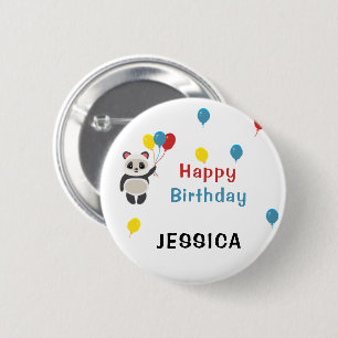 Happy birthday Panda bear white 6 Cm Round Badge