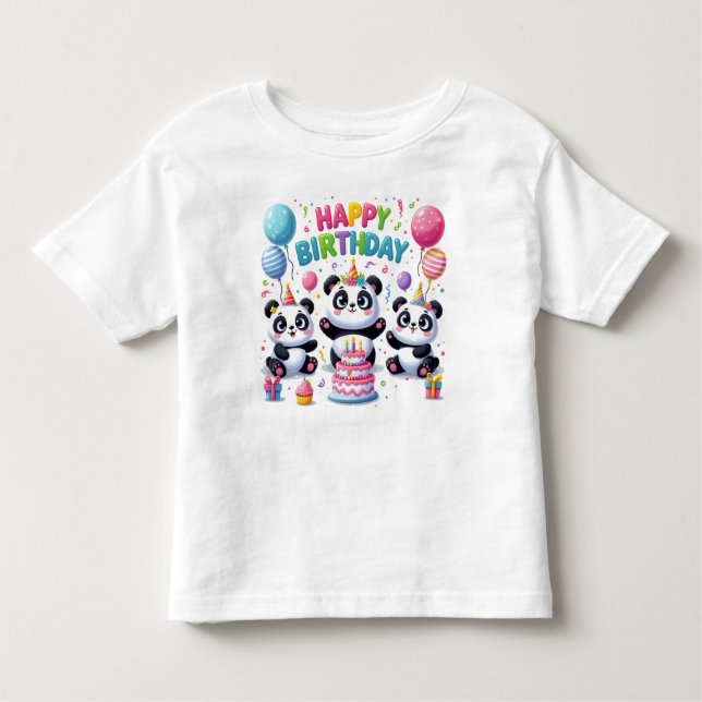Happy Birthday Pandas Toddler T-Shirt (Front)