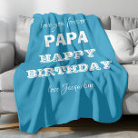 Happy Birthday Papa Chic Script Name Blue Classic  Fleece Blanket<br><div class="desc">Happy Birthday Papa Chic Script Personalised Name Teal Blue And White Classic Fleece Blanket. Give PAPA a cute personalised birthday gift blanket, your father will treasure. Click Personalise this template to customise it with the name quickly and easily. Happy Birthday Papa Chic Script Name Blue Classic Fleece Blanket, is part...</div>