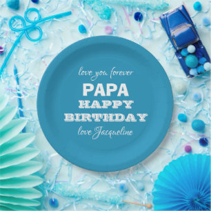 Happy Birthday PAPA Script Name Modern Chic  Paper Plate