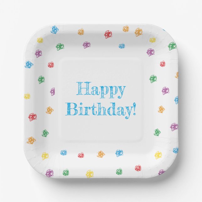 Happy Birthday Paper Dishes Colored waxes (Front)