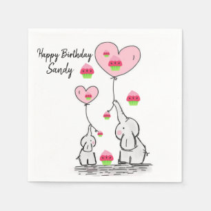 Happy Birthday Paper Napkins, Elephant Napkin