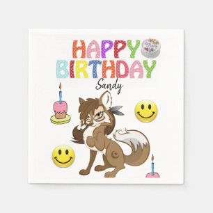 Happy Birthday Paper Napkins, Wolf Napkin