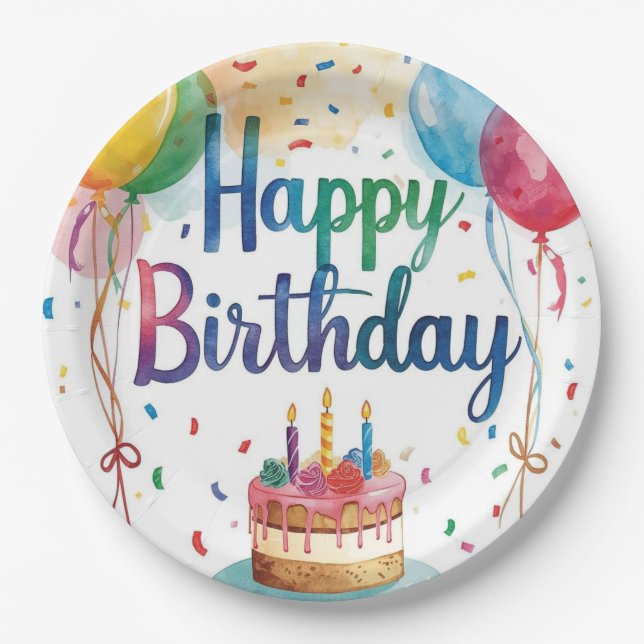 Happy Birthday Paper Plate (Front)