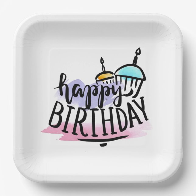 Happy Birthday  Paper Plates (Front)