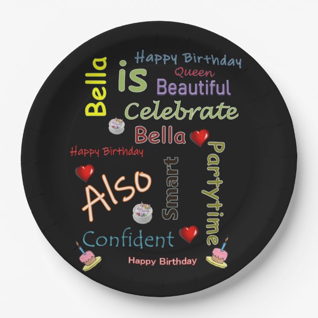 Happy Birthday Paper Plates Bella (Front)