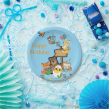 Happy Birthday Paper Plates Fox Teddy Bear Bird
