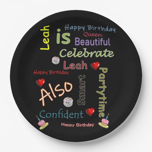 Happy Birthday Paper Plates Leah (Front)